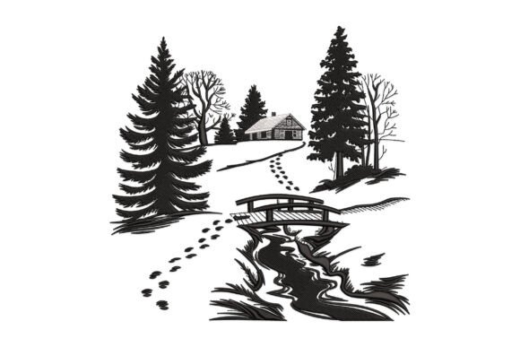 Reviewing Winter Cabin Landscape for Handmade Projects